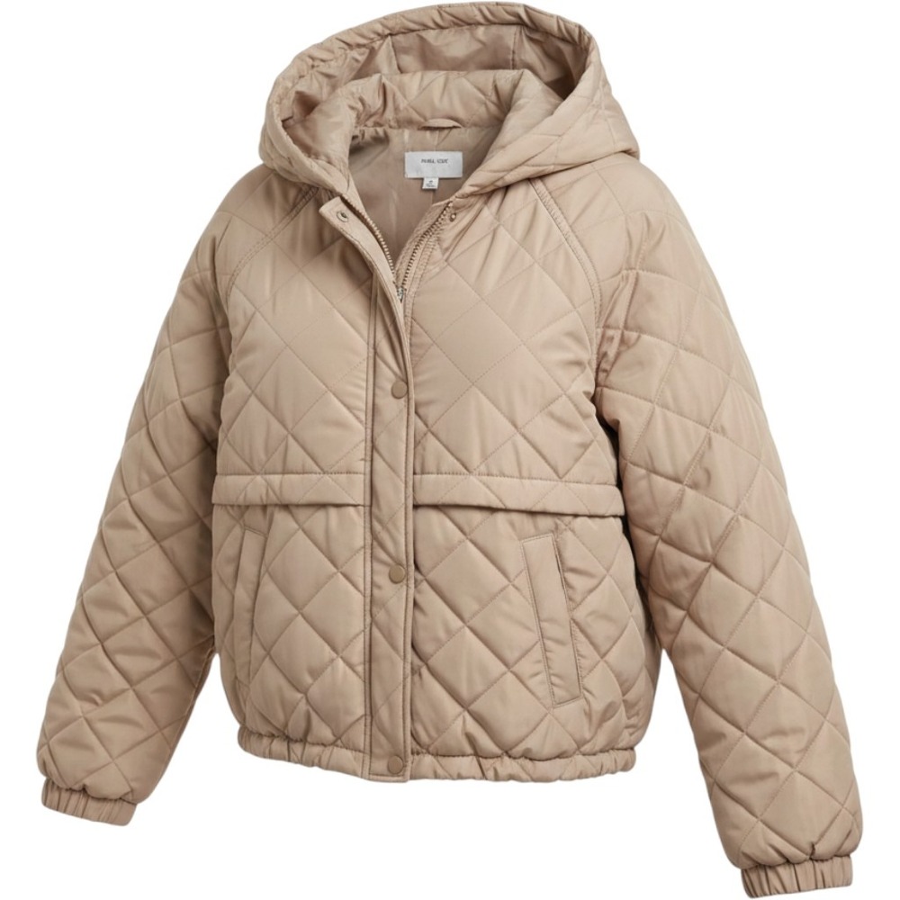 New Look Quilted Puffer Jacket Lightweight Bomber Coat Beige Size M